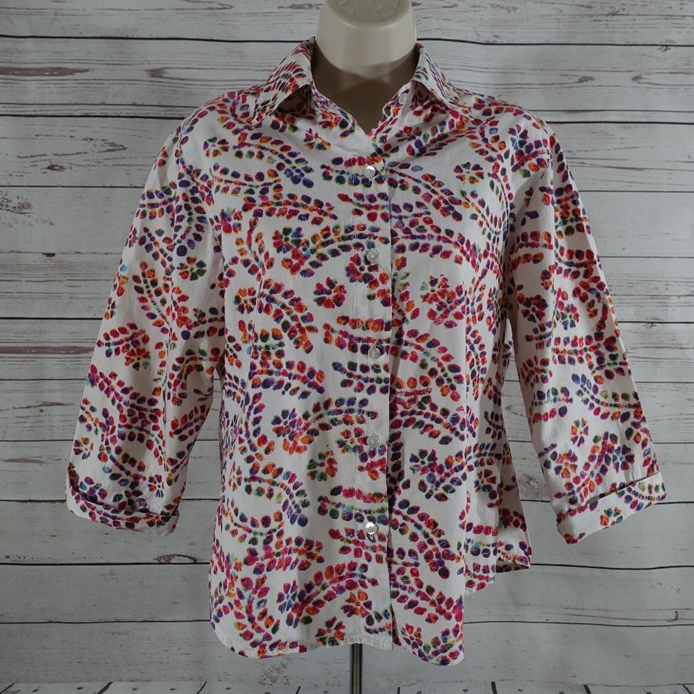 New Direction Paint Blotch Button Up Shirt Blouse